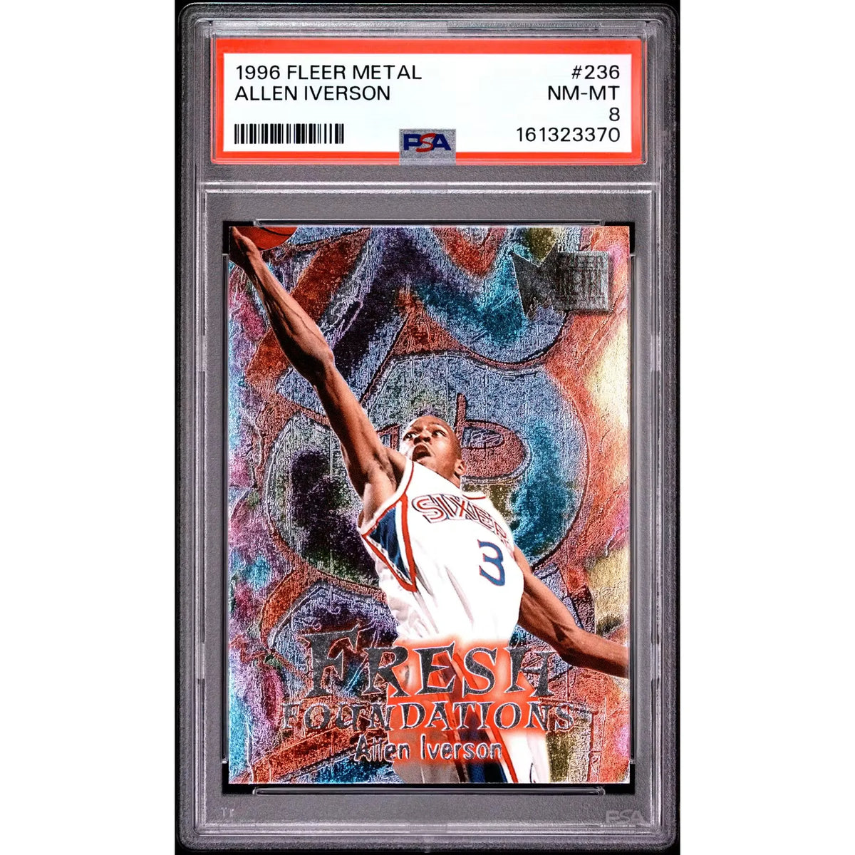 Allen Iverson 1996 Fleer Metal Rookie Card #236 | PSA 8 | P5599990
