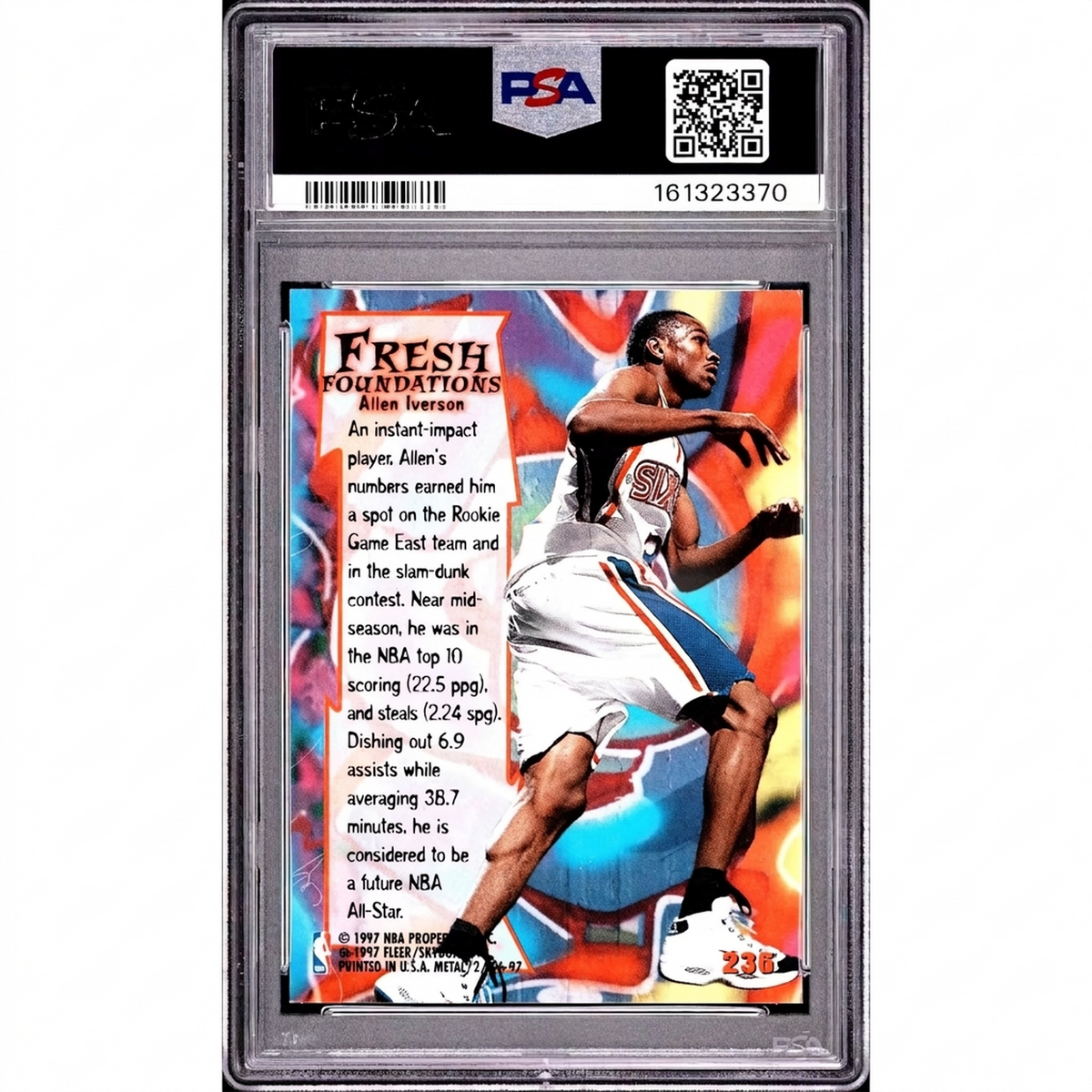 Allen Iverson 1996 Fleer Metal Rookie Card #236 | PSA 8 | P5599990