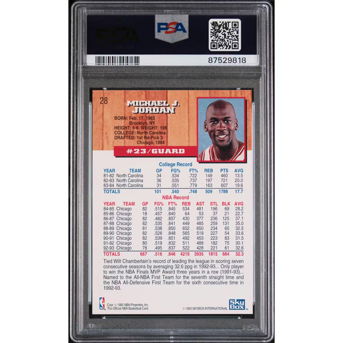 Michael Jordan 1993 Hoops #28 | PSA 9 | P5599991