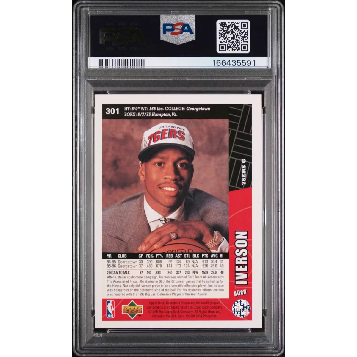 Allen Iverson 1996 Collector's Choice Rookie #301 | PSA 9 | P5600024