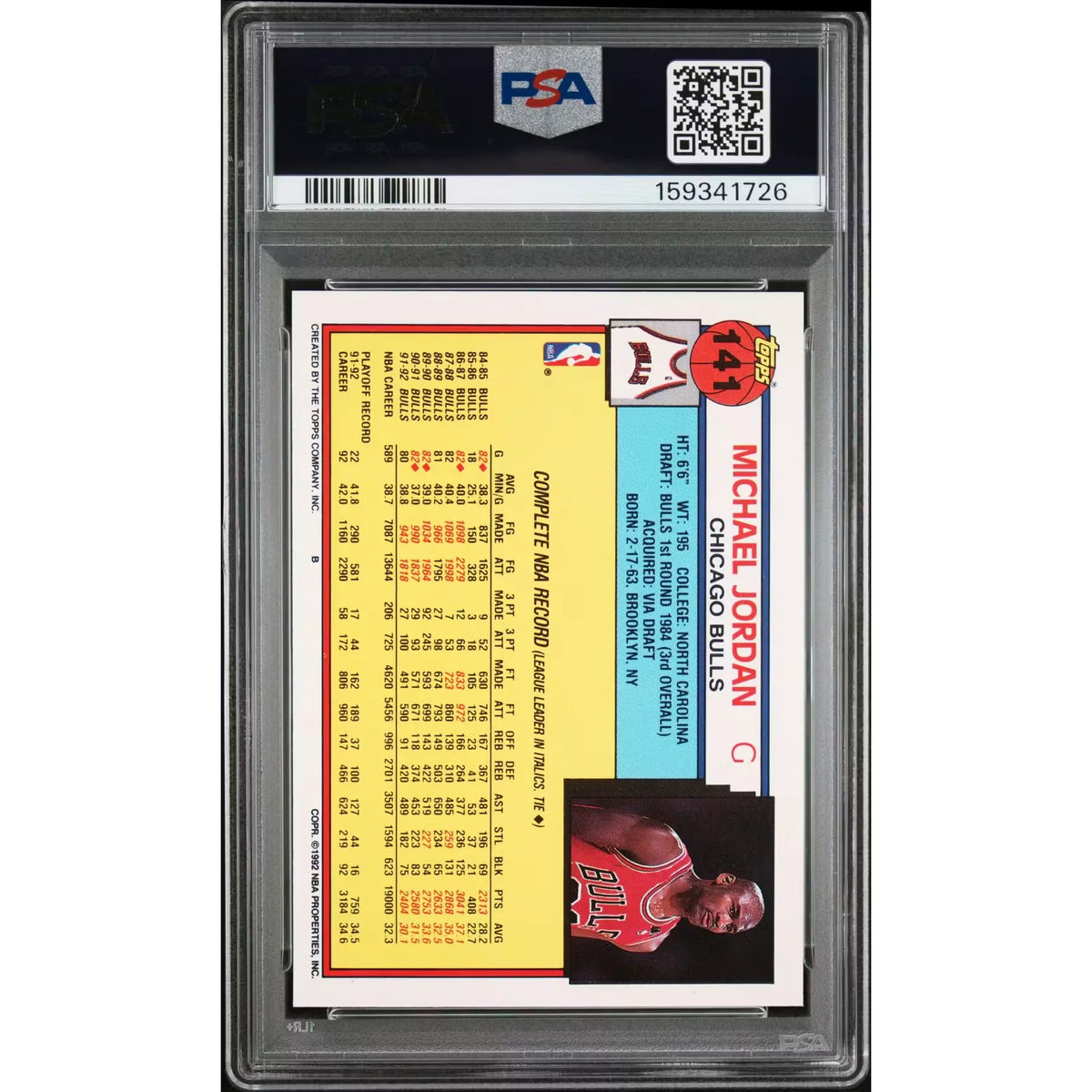 Michael Jordan 1992 Topps #141 Card | PSA 8 | P5600025