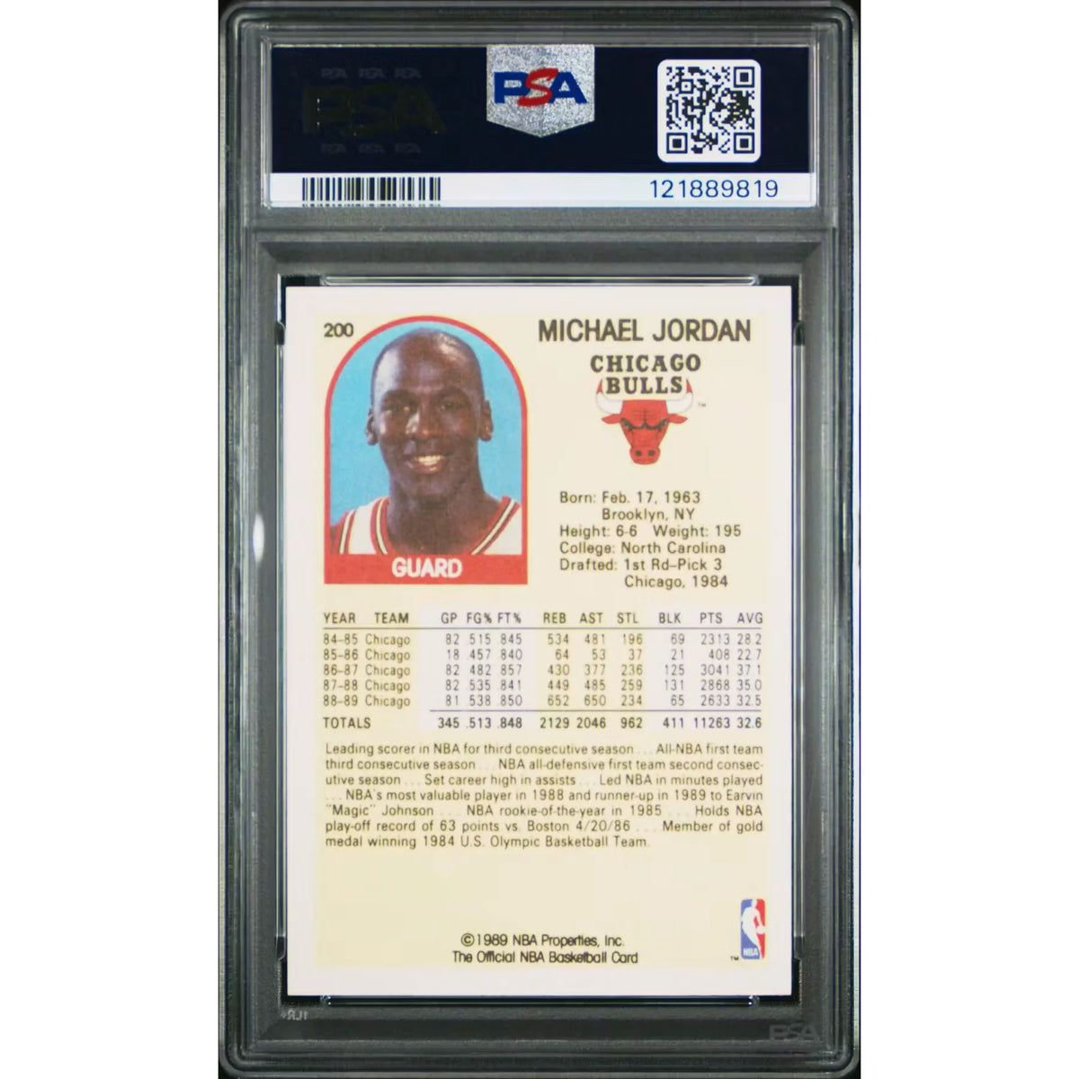 Michael Jordan 1989 Hoops #200 Trading Card | PSA 8 | P5600026