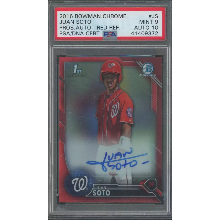 Juan Soto 2016 Bowman Chrome Red Refractor Prospect Auto | PSA 9 | P5645104
