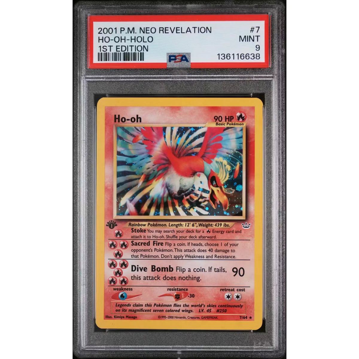 Ho-Oh 1st Edition Holo Pokemon #7 Card | 2001 Neo Revelation PSA 9 | P5645146
