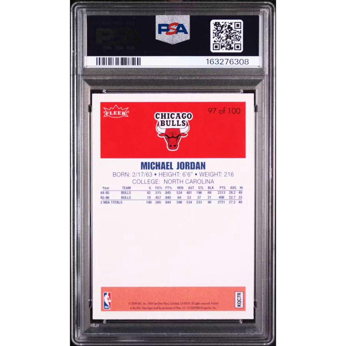 Michael Jordan 2009 Upper Deck Jordan Legacy Gold #97 Card | PSA 9 | P5645475