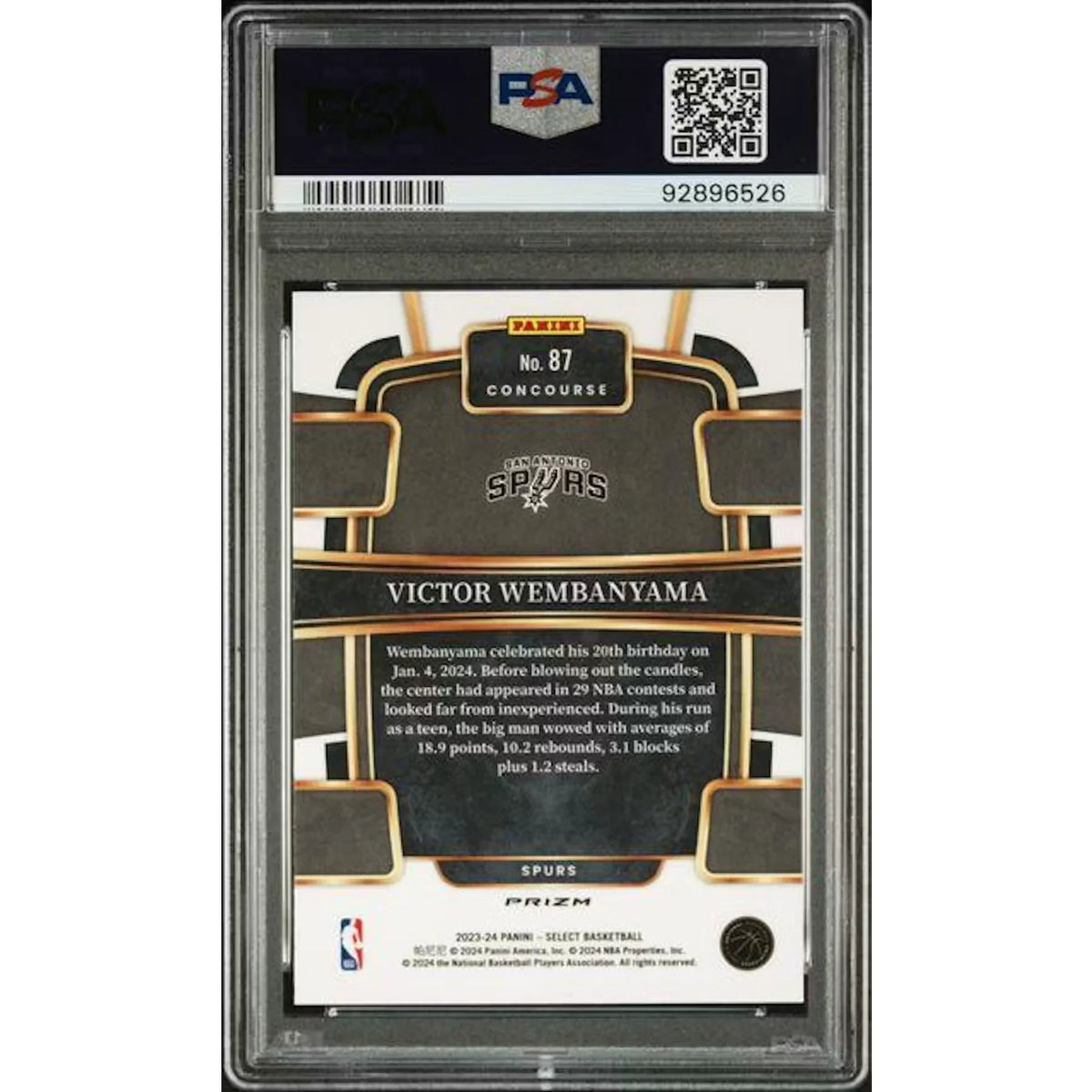 Victor Wembanyama 2023 Panini Select Red Ice #87 | PSA 10 | P5645653