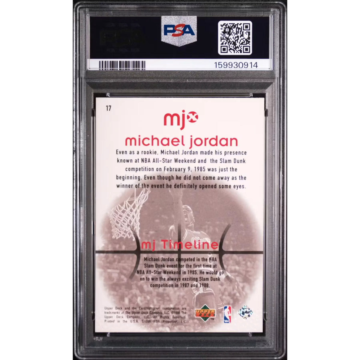 Michael Jordan 1998 Upper Deck MJx #17 | PSA 9 | P5646020