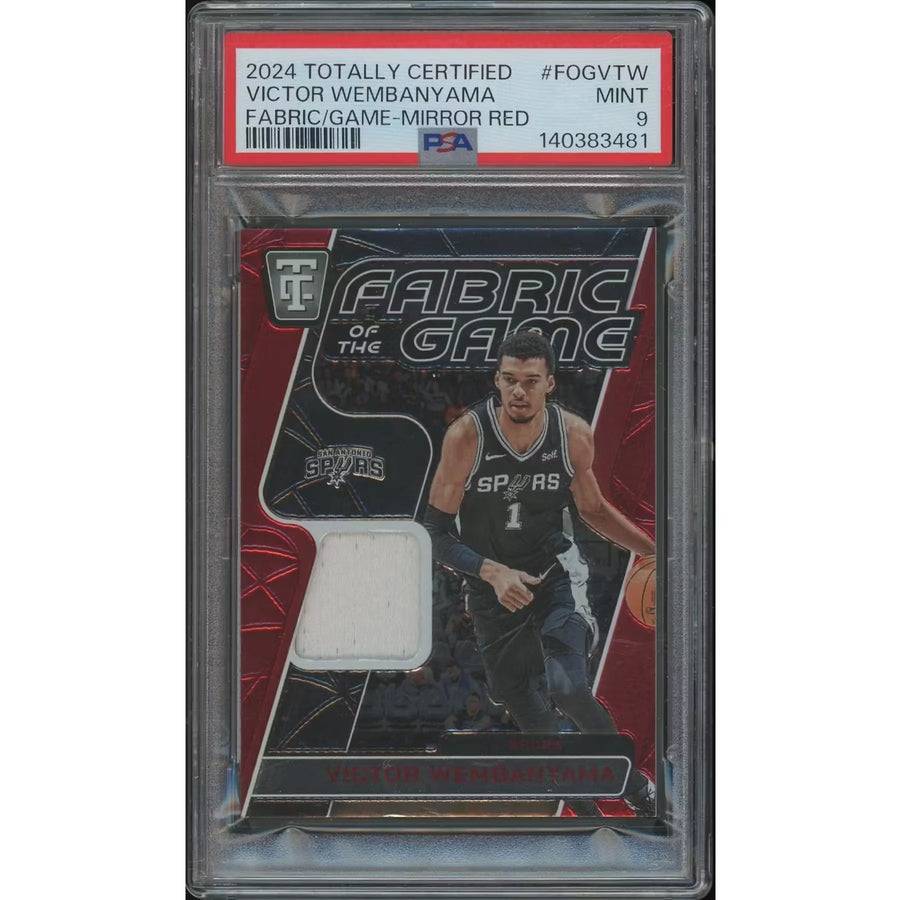 Victor Wembanyama 2024-25 Panini Totally Certified Mirror Red Jersey Card | PSA 9 #12/75