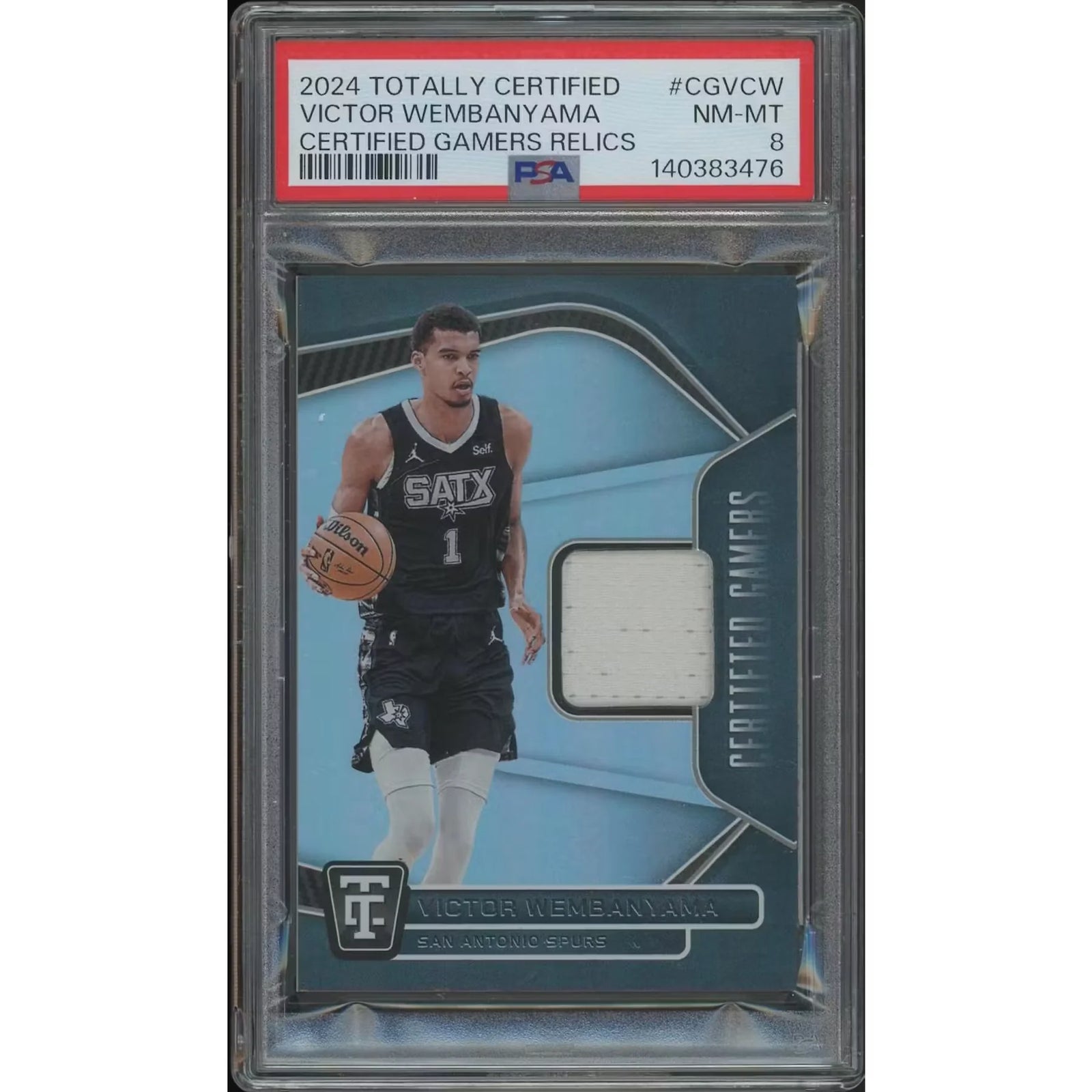 Victor Wembanyama 2024-25 Panini Totally Certified Jersey Card | PSA 8 NM-MT