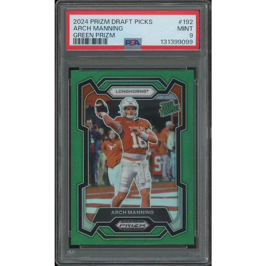 Arch Manning 2024 Panini Prizm Draft Picks #192 Green Prizm Rookie | PSA 9