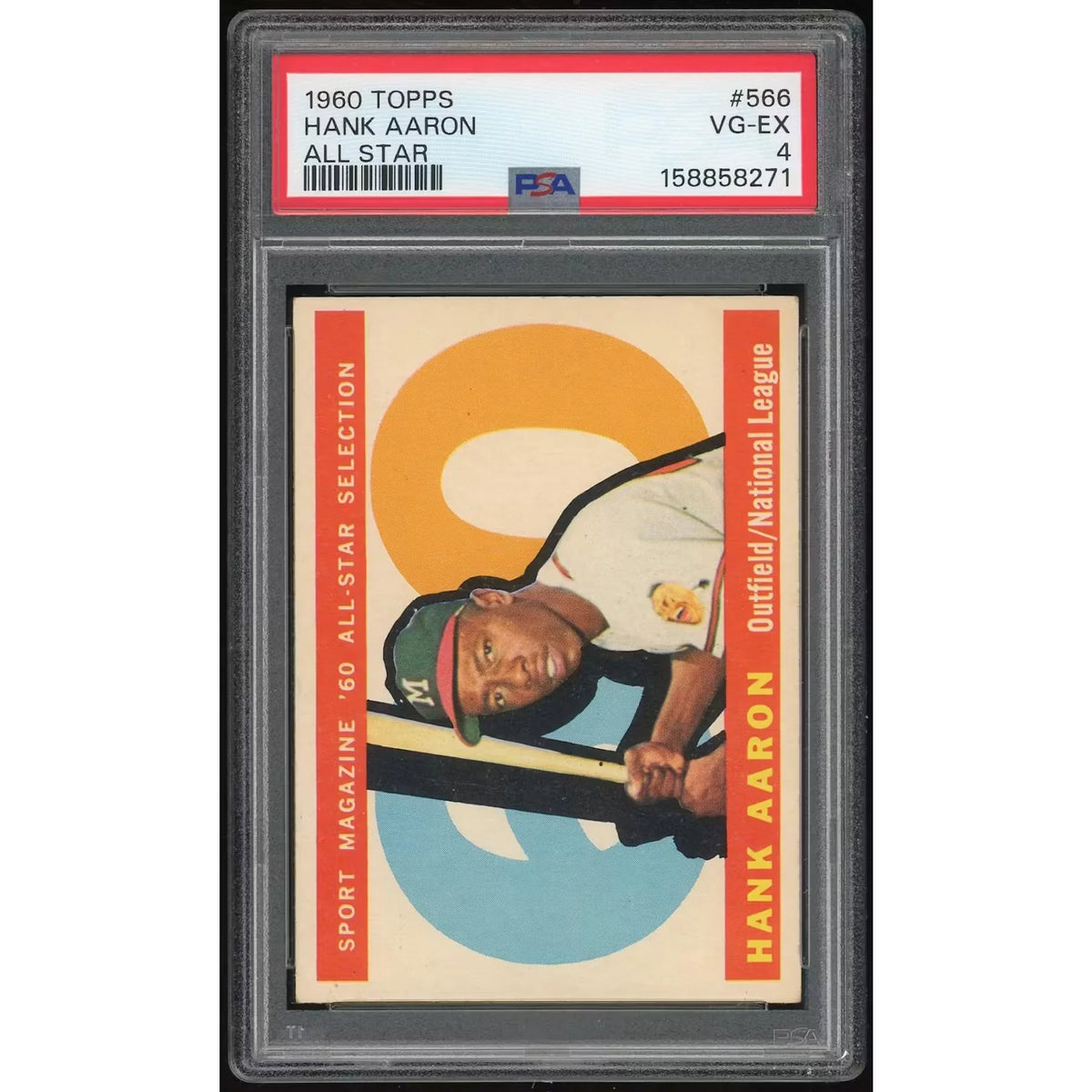 Hank Aaron 1960 Topps #566 All-Star Card | PSA 4 - D2 | P5686681