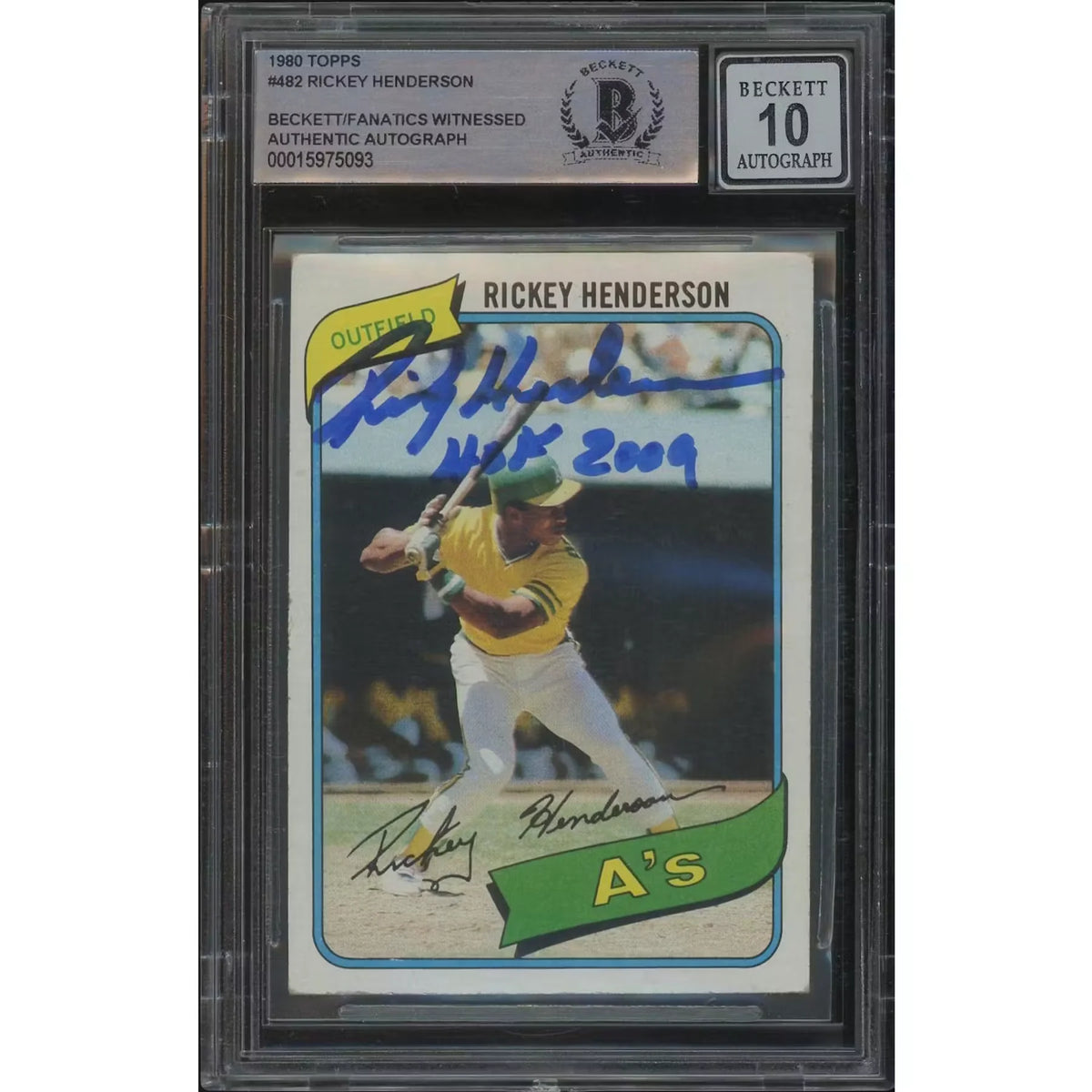 2009 Rickey Henderson Signed 1980 Topps #482 Rookie Card | BAS Authenticated | P5687782
