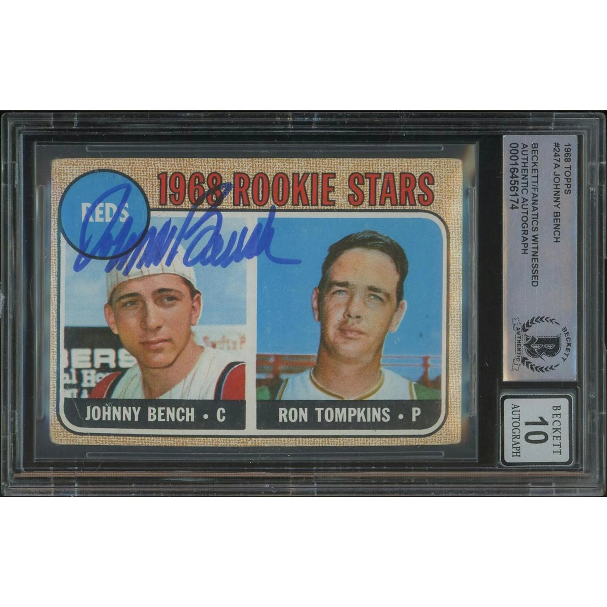 Johnny Bench Signed 1968 Topps #247 Rookie Card | BAS Authentic | P5687783