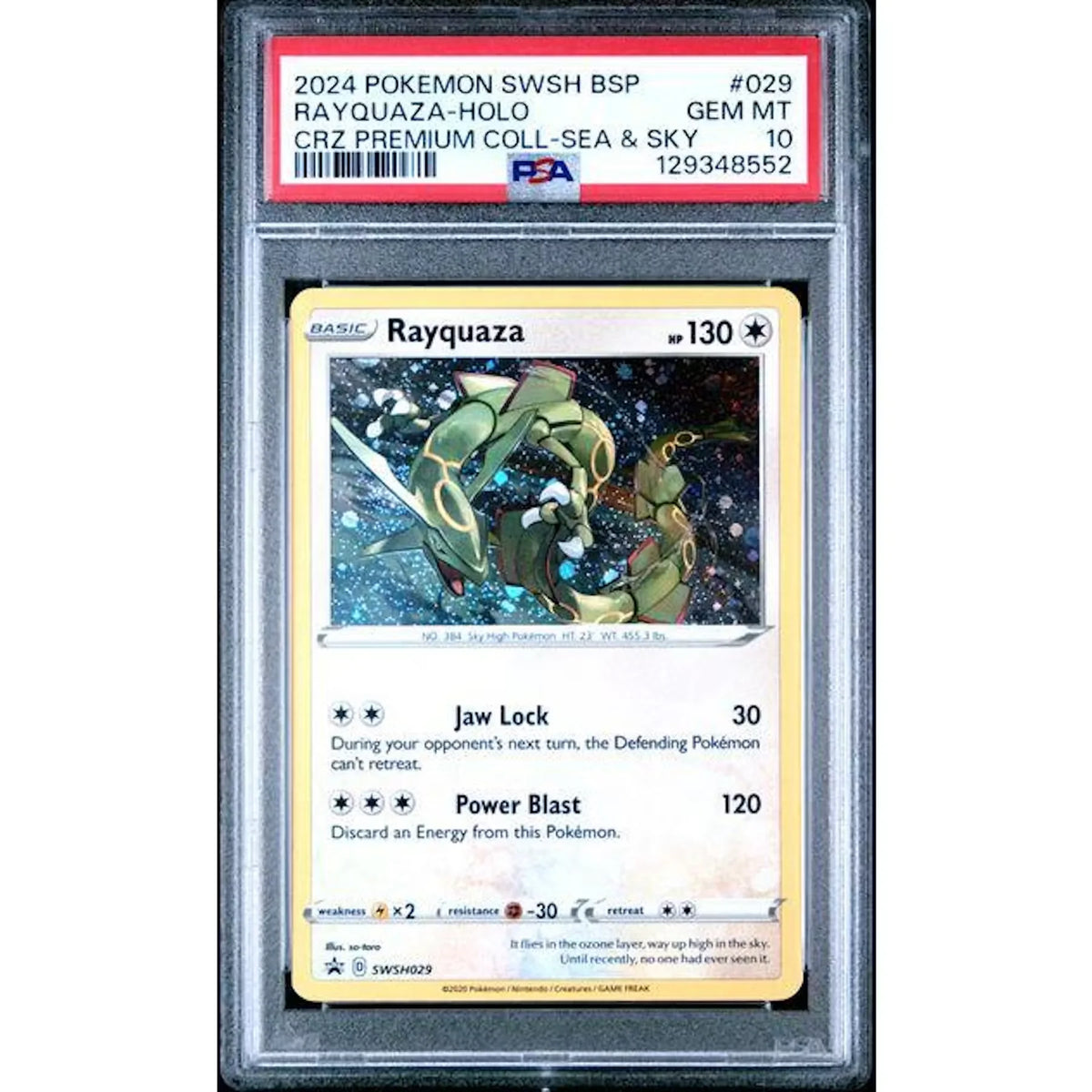 2024 Pokemon Crown Zenith Rayquaza Holo Sea & Sky Promo #029 | PSA 10 | P5688823