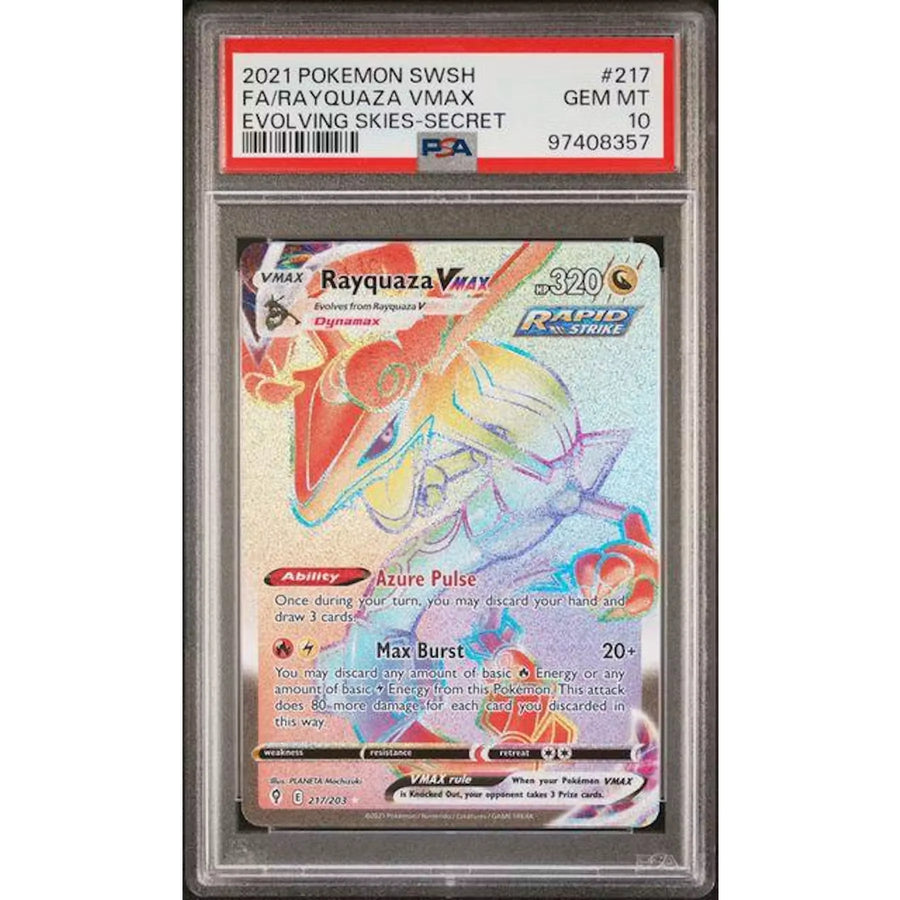 2021 Pokemon Evolving Skies Rayquaza VMax Full Art Secret #217 | PSA 10 | P5688902