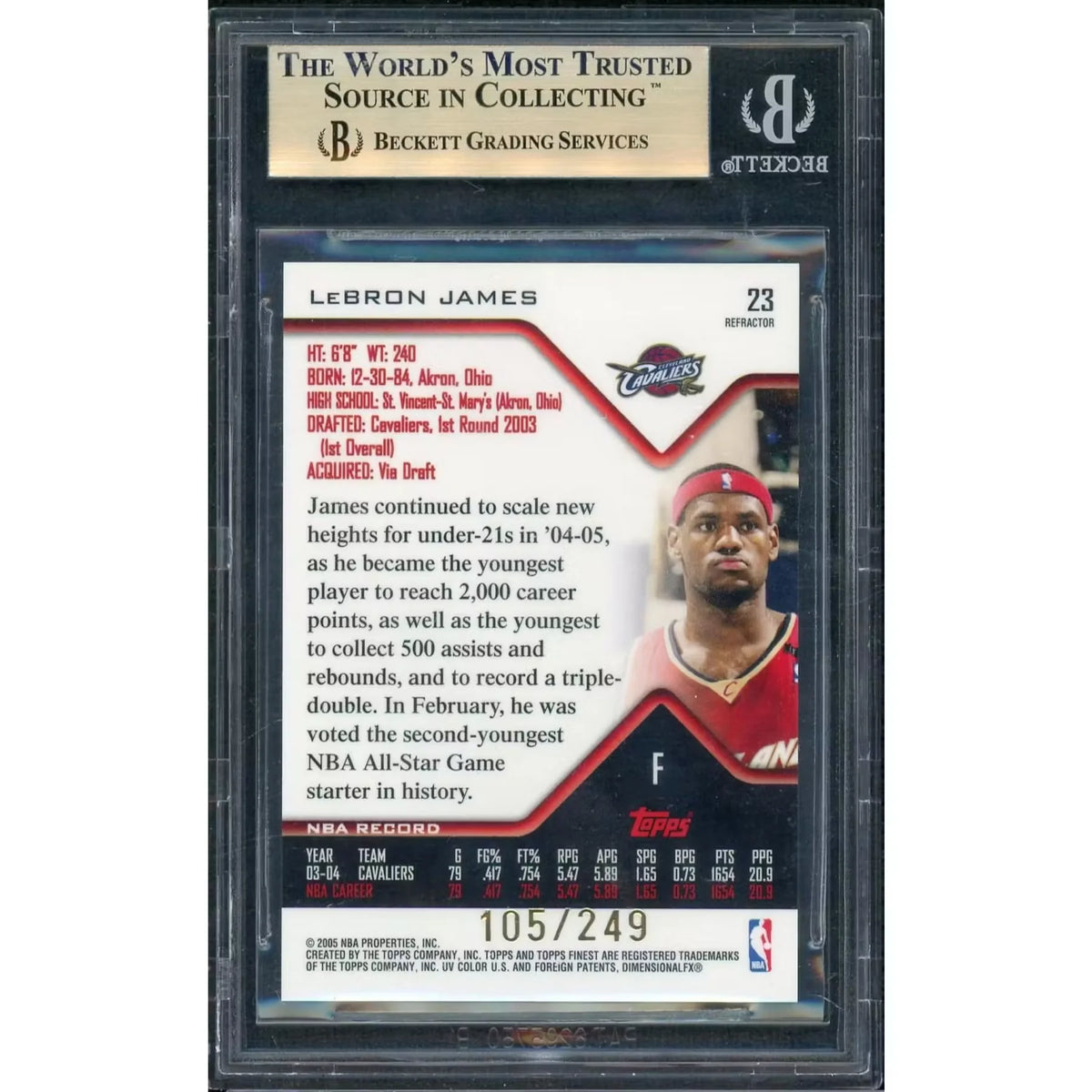 LeBron James 2004 Topps Finest Refractor Card #23 | BGS 9.5 | P5691200
