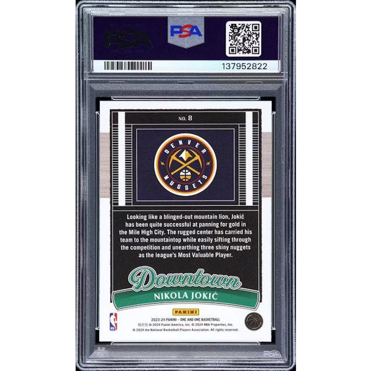 Nikola Jokic 2023-24 Panini One and One Downtown #8 PSA 10 | P5691208