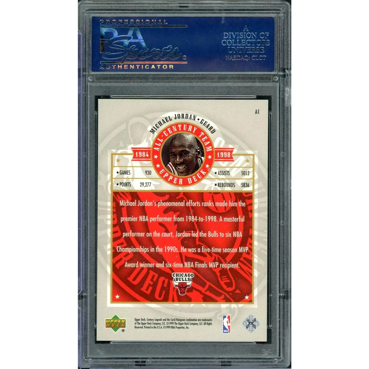 Michael Jordan All-Century Team Card | 1998 Upper Deck Century Legends #A1 | P5691237