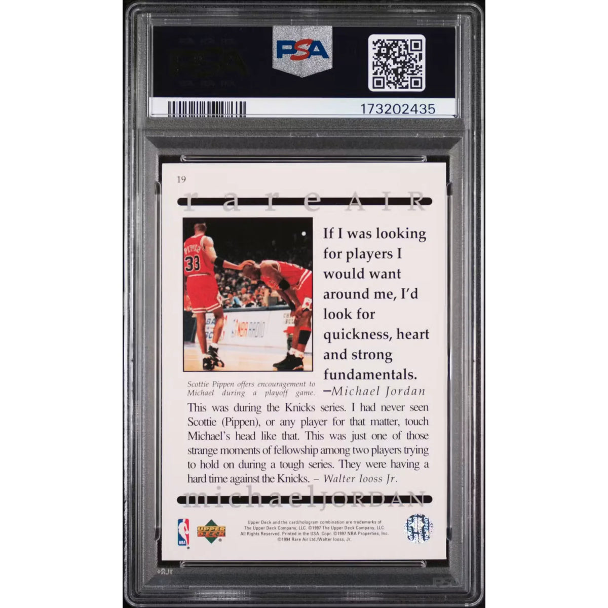 Michael Jordan 1997 Upper Deck Rare Air #19 | PSA 9 | P5691287