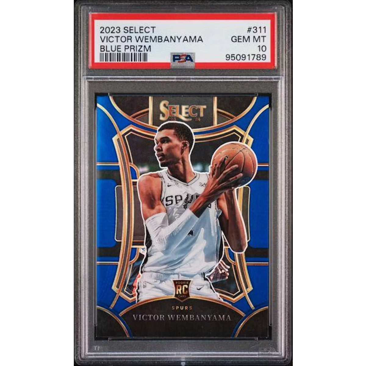 Victor Wembanyama Signed 2023 Panini Select Blue Prizm Rookie Card #311 | PSA | P5691321