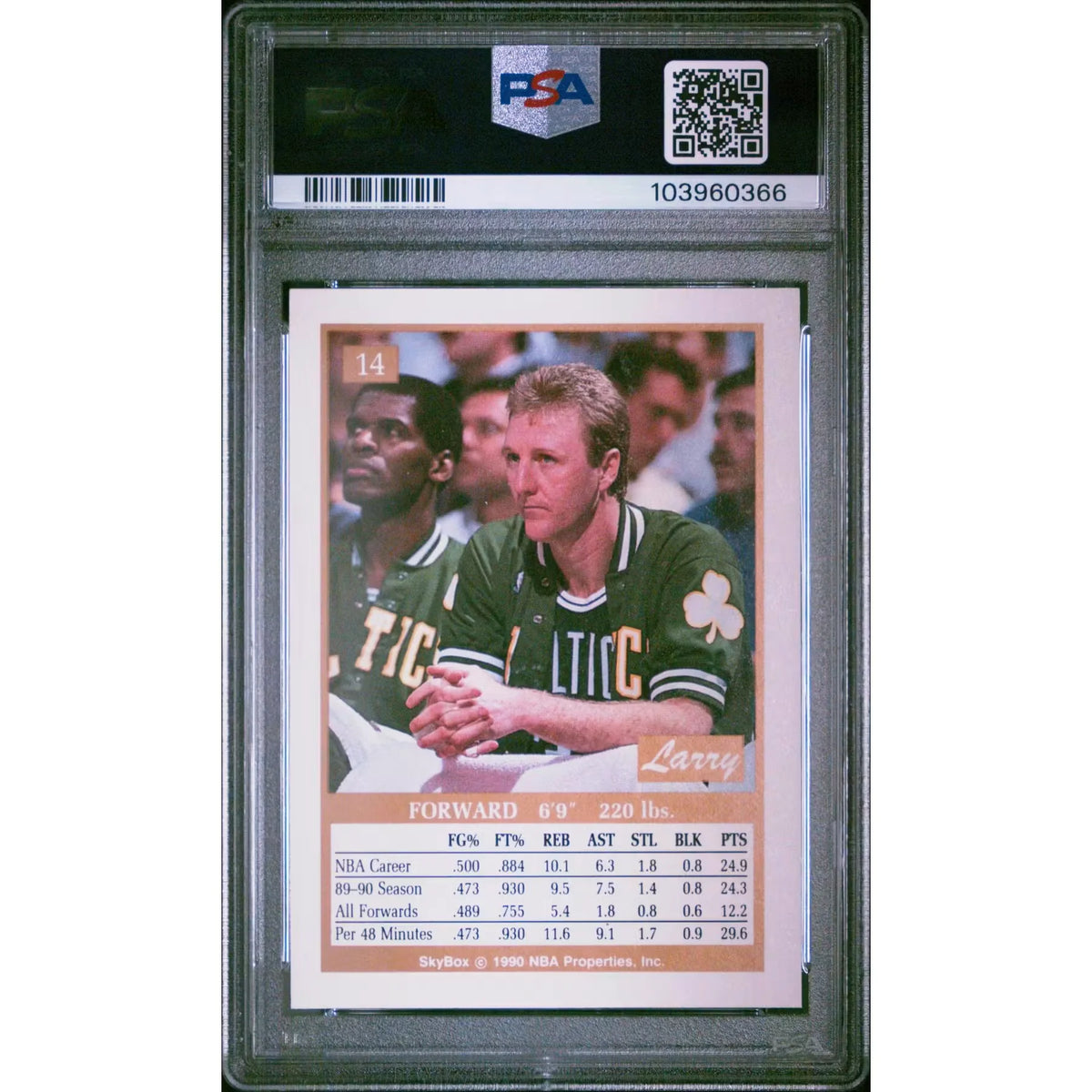 Larry Bird 1990 Skybox #14 Basketball Card | PSA 10 | P5691344