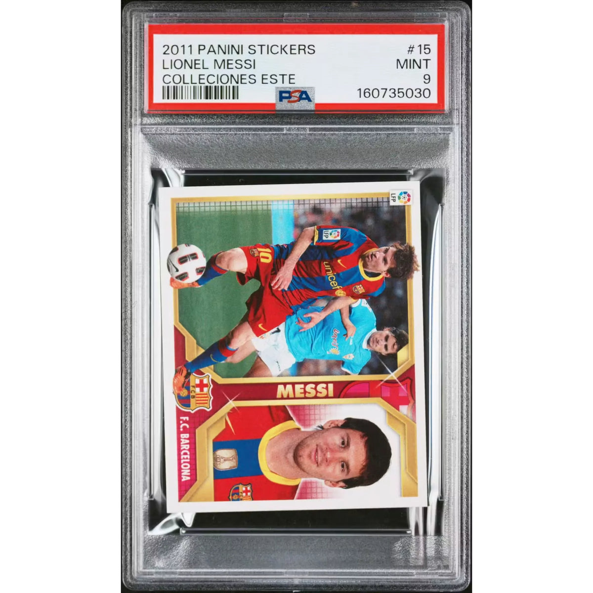 Lionel Messi 2011 Panini Stickers Colleciones Este #15 | PSA 9 | P5691371