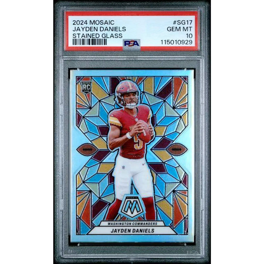 Jayden Daniels Signed 2024 Panini Mosaic Stained Glass Rookie Card | PSA 10 | P5691407