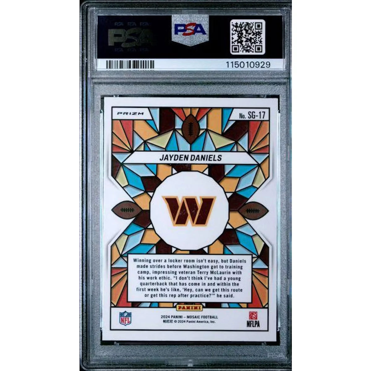 Jayden Daniels Signed 2024 Panini Mosaic Stained Glass Rookie Card | PSA 10 | P5691407
