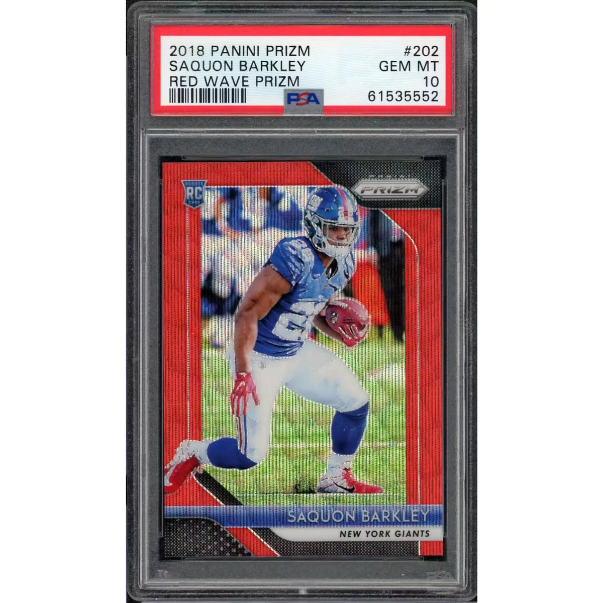 Saquon Barkley 2018 Panini Prizm Red Wave Rookie #202 | PSA 10 | P5691445