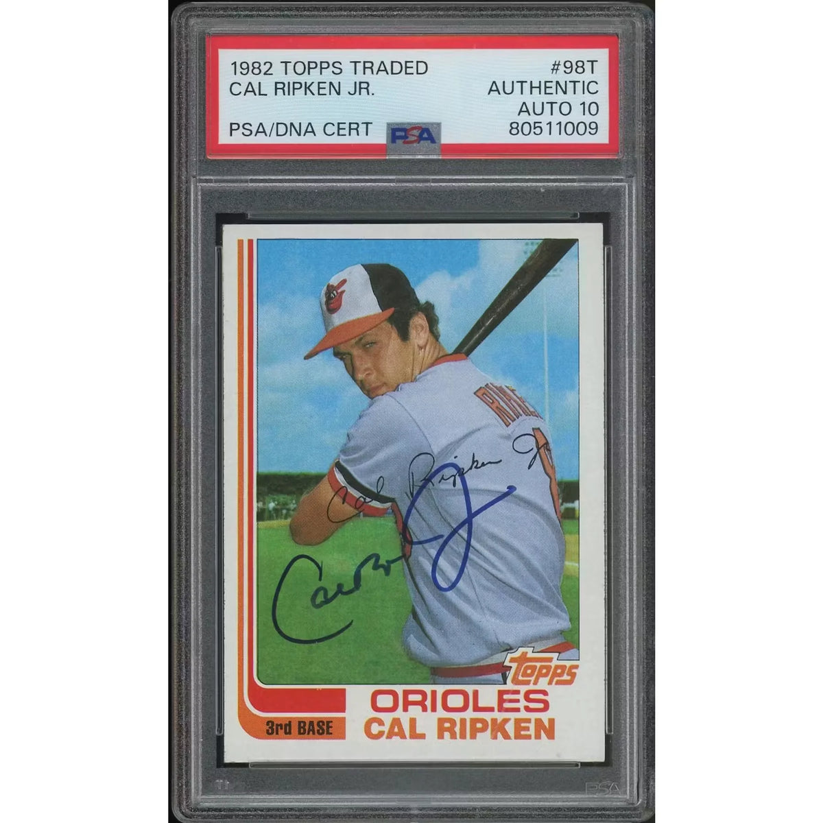 Cal Ripken Jr. Signed 1982 Topps Traded #98T Rookie Card | PSA/DNA | P5754983