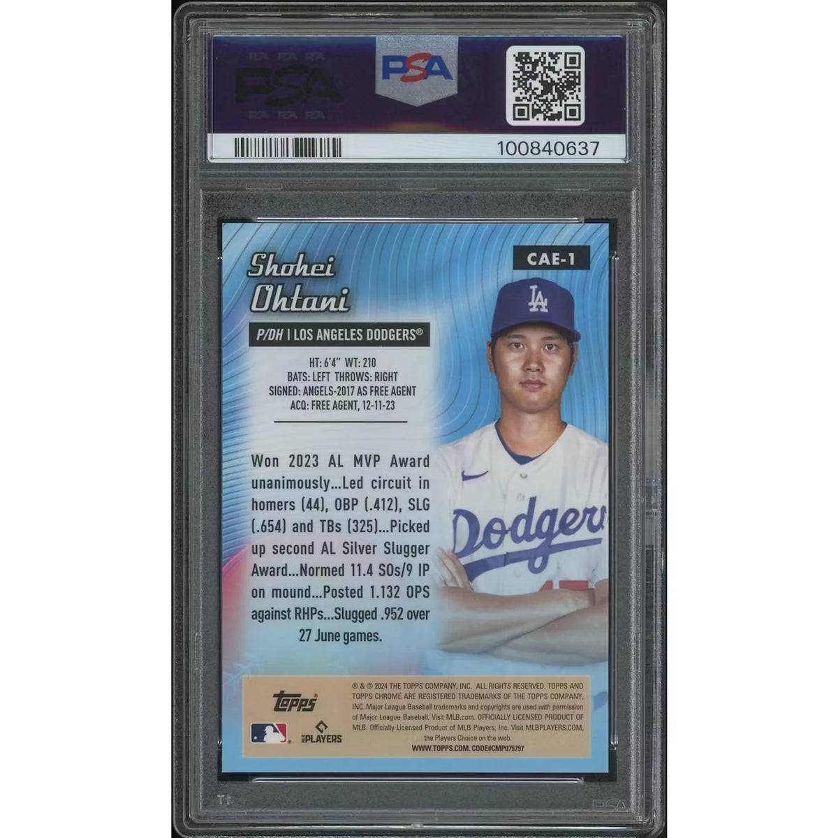 Shohei Ohtani 2024 Topps Chrome #CAE1 Black Refractor | PSA 10 Gem Mint #02/10 | P5758381
