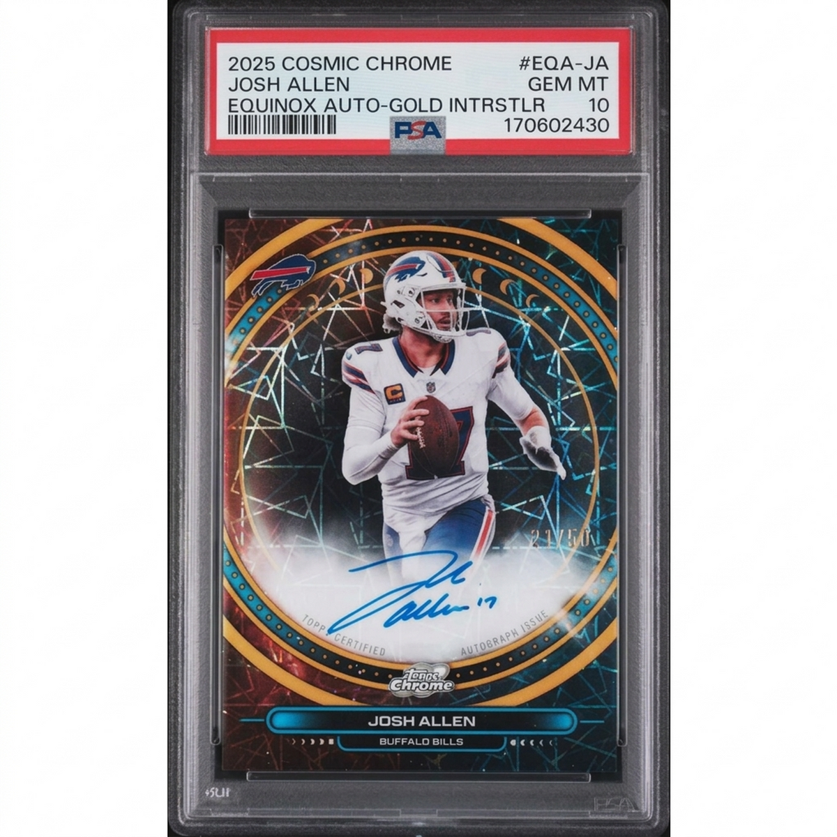 Josh Allen Signed 2025 Topps Cosmic Chrome Card | Equinox Gold PSA 10 | P5758390