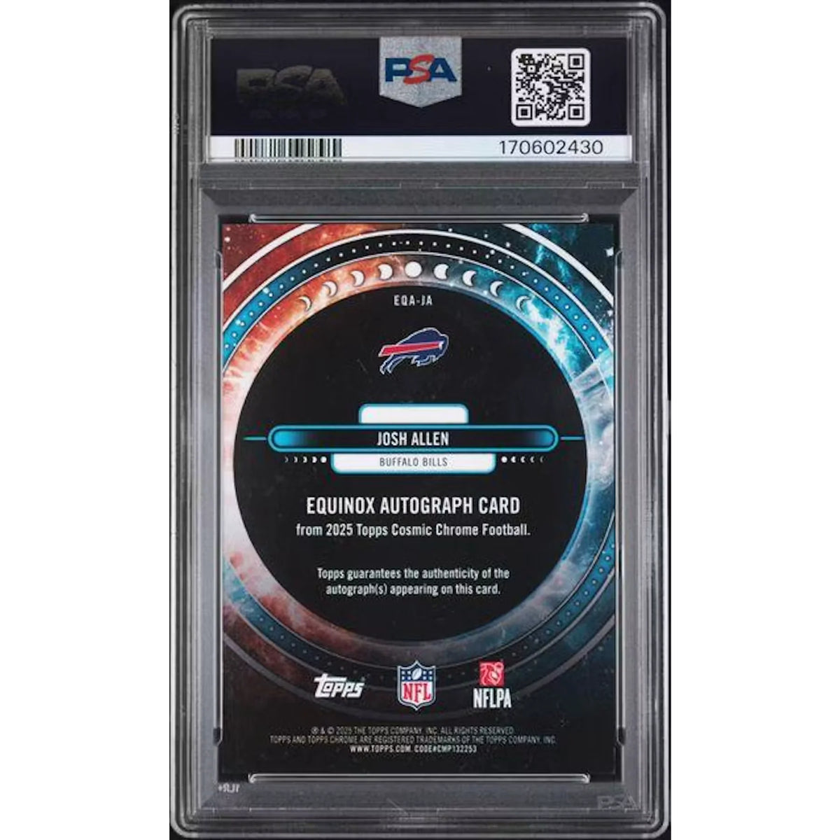 Josh Allen Signed 2025 Topps Cosmic Chrome Card | Equinox Gold PSA 10 | P5758390