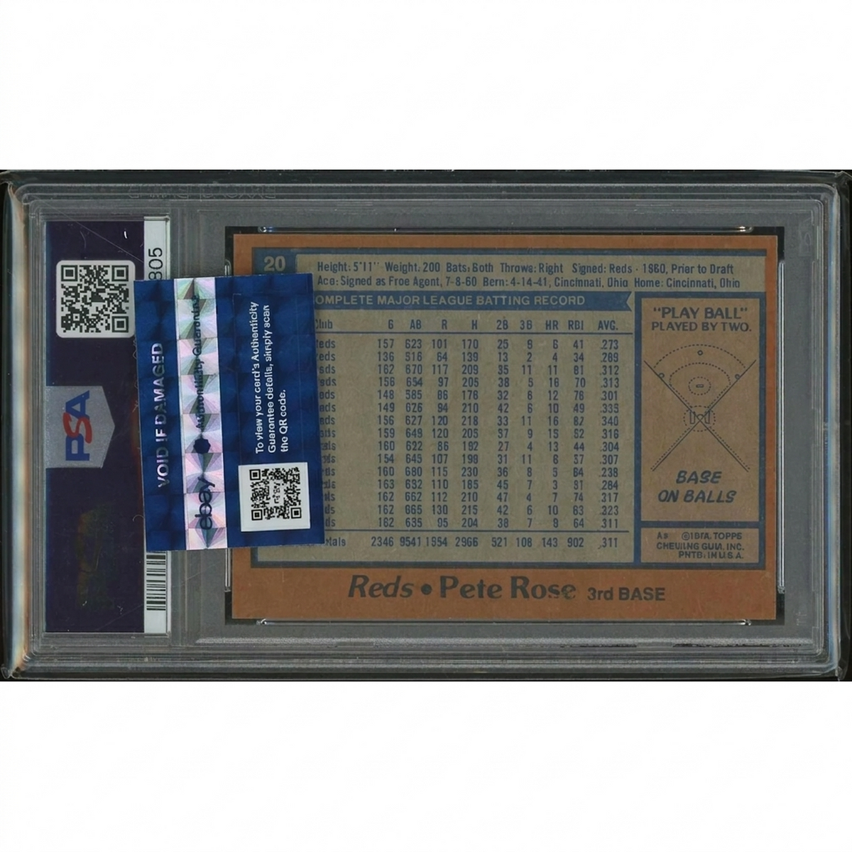 1978 Topps Baseball #20 Pete Rose | PSA 10 Gem Mint | P5758440