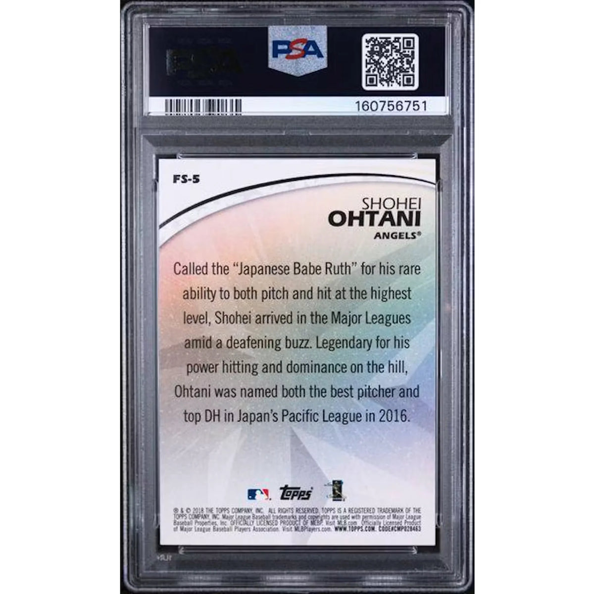 2018 Topps Shohei Ohtani Rookie Future Stars #FS-5 PSA 10 - D2 | P5758463