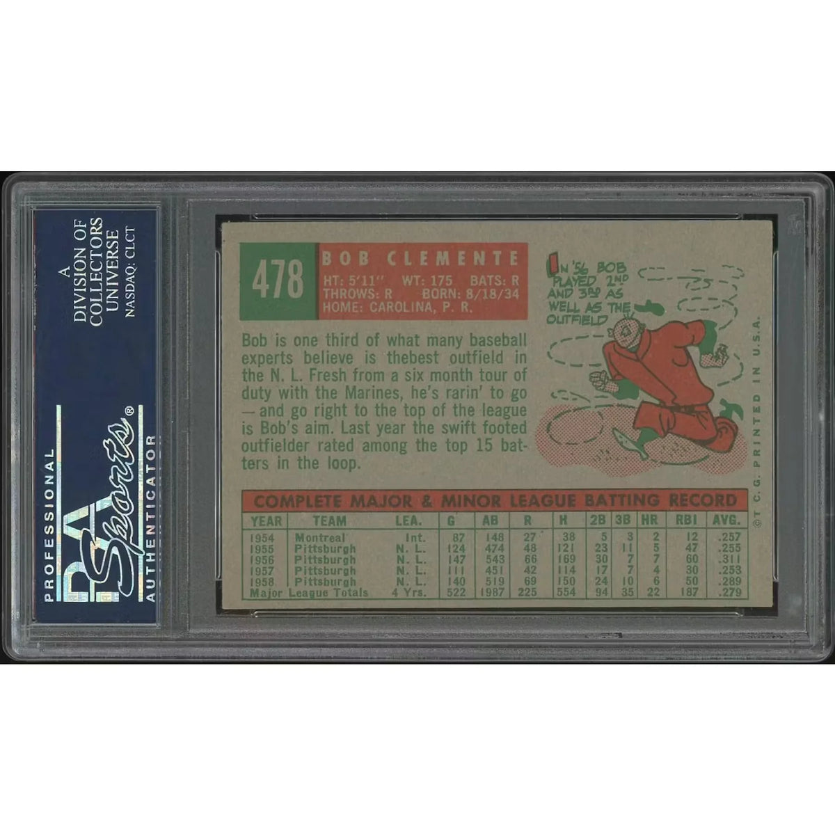 Roberto Clemente 1959 Topps Baseball #478 | PSA 5.5 EX+ | P5758587