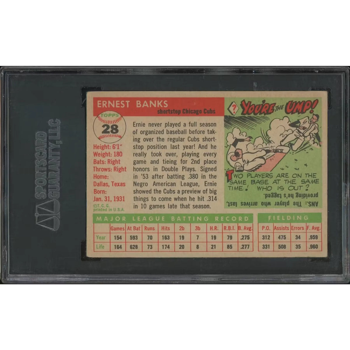 1955 Topps Baseball #28 Ernie Banks | SGC 4 VG-EX | P5758623
