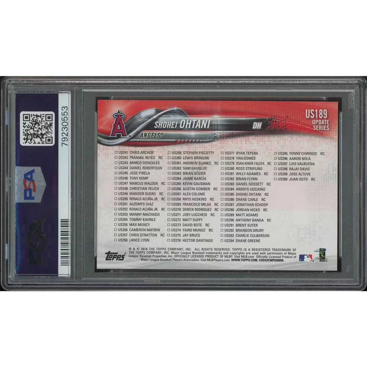 Shohei Ohtani 2018 Topps Update #US189 Rookie Card | PSA 9 Mint | P5758685