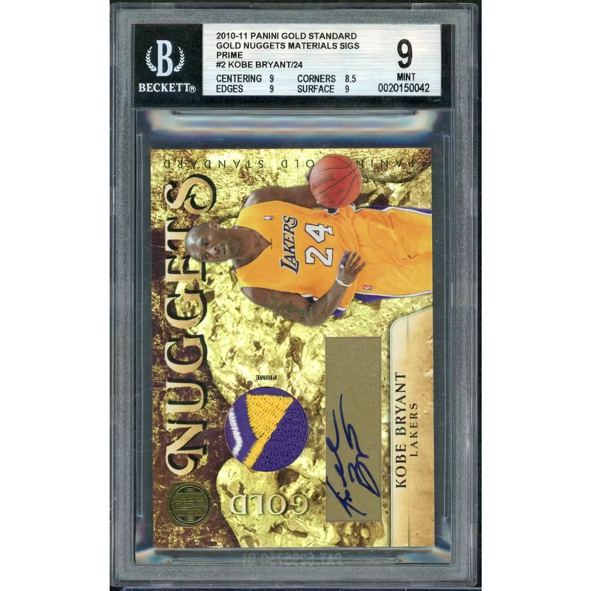 Kobe Bryant Signed 2010 Panini Gold Standard Card | BGS 9 Patch Auto/24 | P5837185