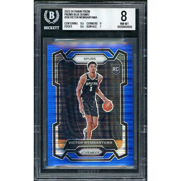Victor Wembanyama 2023-24 Panini Prizm Blue Seismic Card | BGS 8 | P5837203