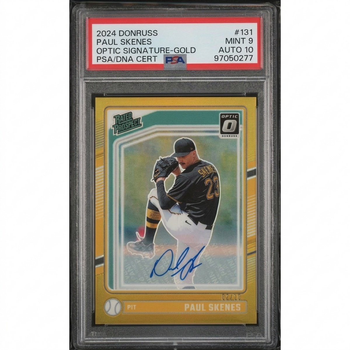 Paul Skenes 2024 Donruss Optic Gold Rookie Auto #02/10 | PSA 9 | P5837480