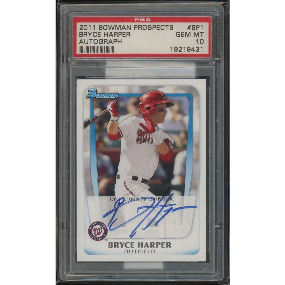 Bryce Harper 2011 Bowman Prospects #BP1 Rookie Auto | PSA 10 Gem Mint | P5837654