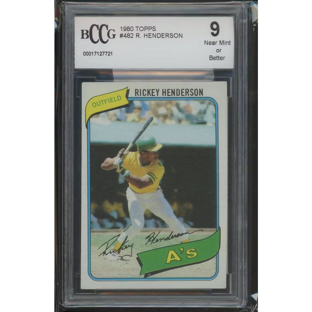 Rickey Henderson 1980 Topps Rookie Card #482 | BCCG 9 NM | P5837947