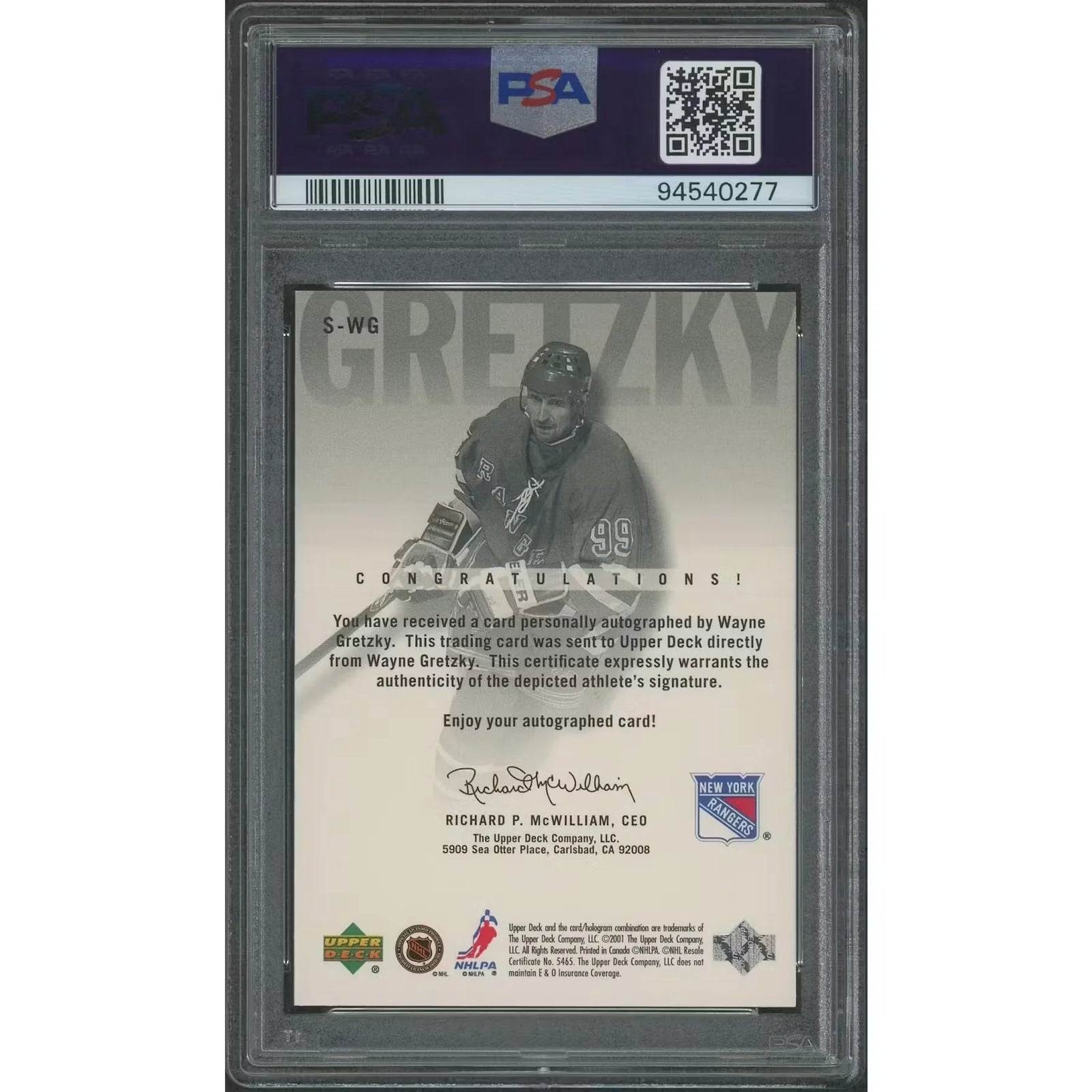 Wayne Gretzky Signed 2000-01 Upper Deck Hockey #132 Card | PSA 10 Gem Mint