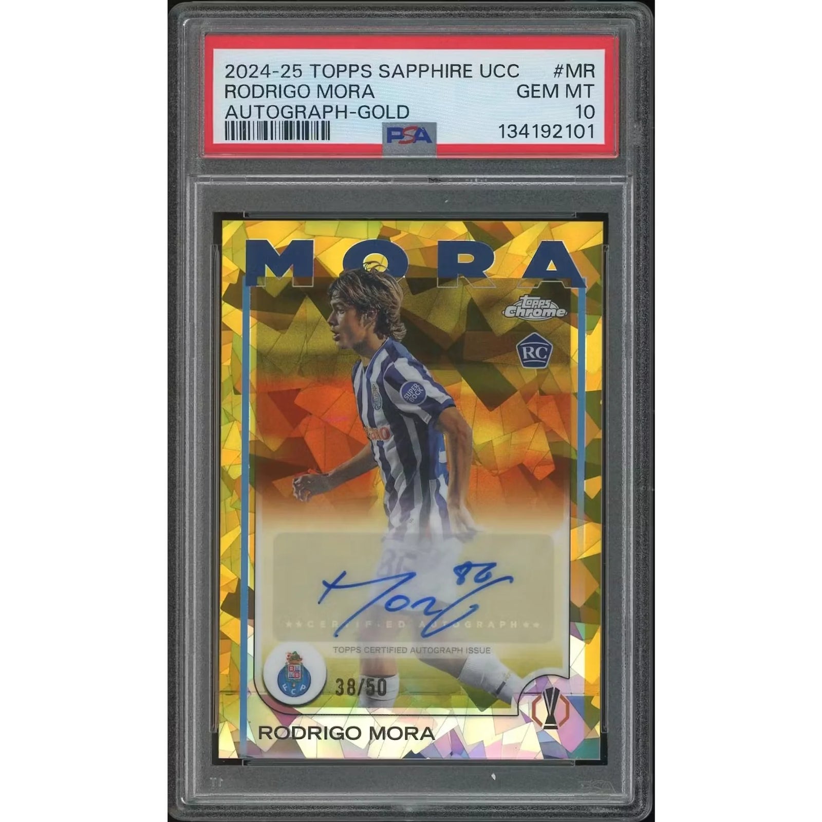 Rodrigo Mora Signed 2024-25 Topps Chrome Sapphire Rookie Auto | PSA 10 #38