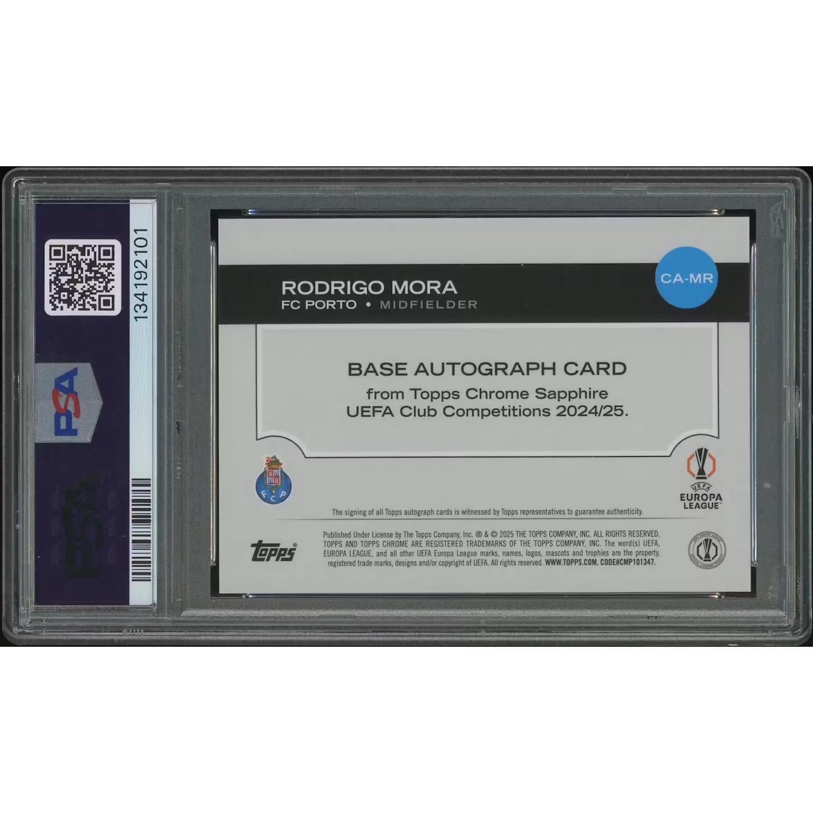 Rodrigo Mora Signed 2024-25 Topps Chrome Sapphire Rookie Auto | PSA 10 #38