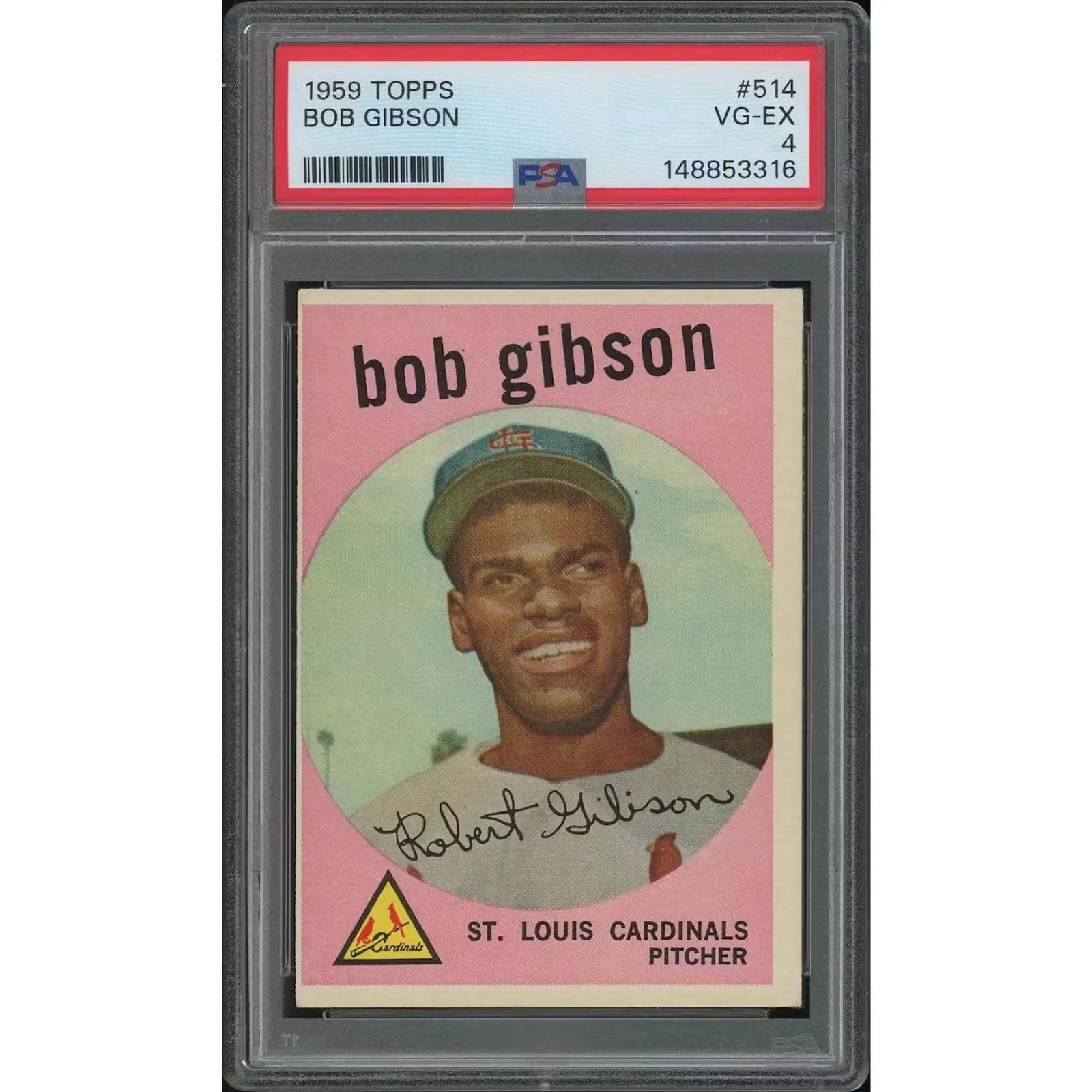 Bob Gibson 1959 Topps Baseball #514 Rookie Card | PSA 4 (VG-EX)