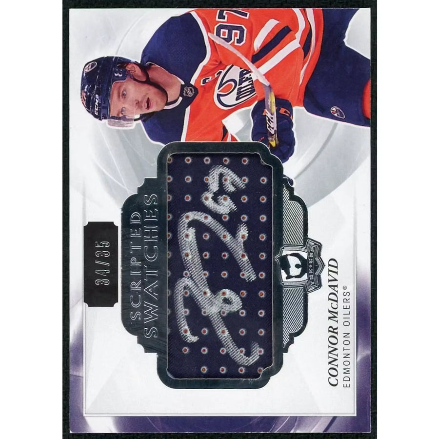 Connor McDavid Signed 2019-20 Upper Deck The Cup Card | Scripted Swatches Patch Auto/35