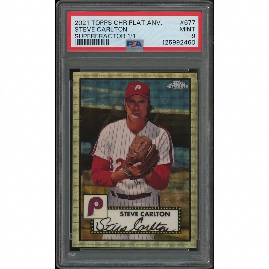 2021 Topps Chrome Platinum Anniversary Baseball #677 Steve Carlton Superfractor #1/1 PSA 9 (MINT) Sapphire