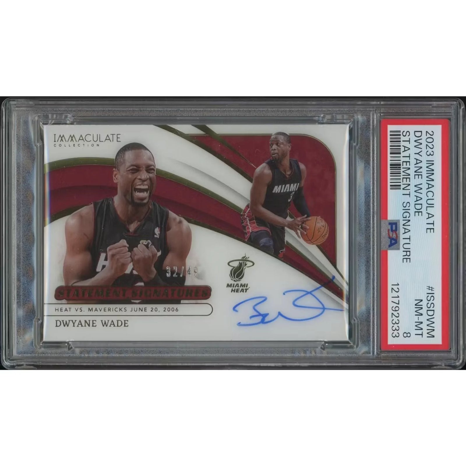 Dwyane Wade Signed 2023-24 Panini Immaculate #32 Card | PSA 8 NM-MT